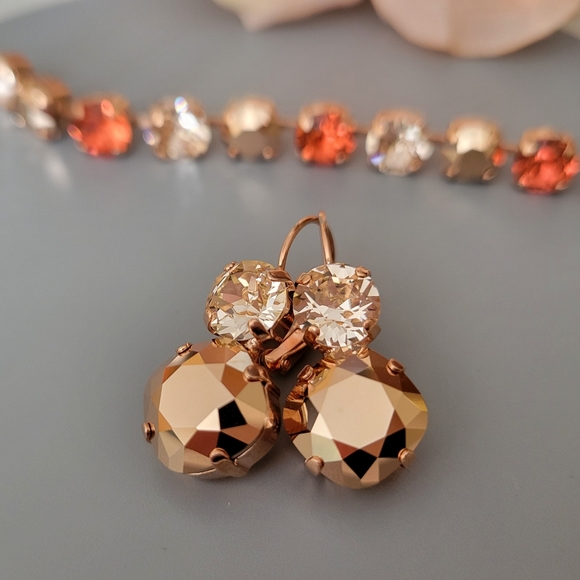 Austrian Crystal Earrings in Rose Gold Plating - Picture 10 of 10